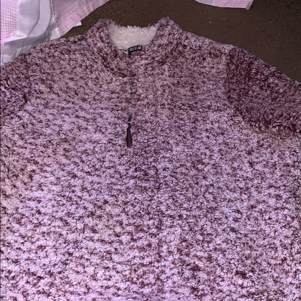 Burgundy and white very warm jacket